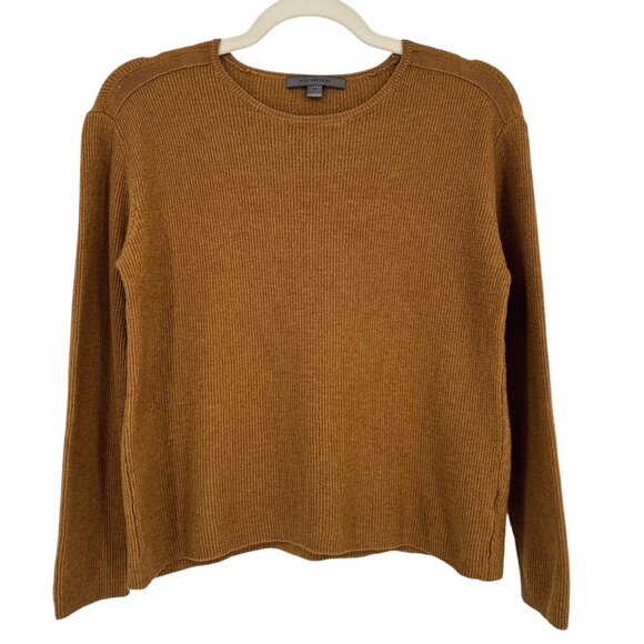 John Varvatos Mens Merino Wool Silk Blend Ribbed Knit Sweater Brown Size Medium - Picture 1 of 11